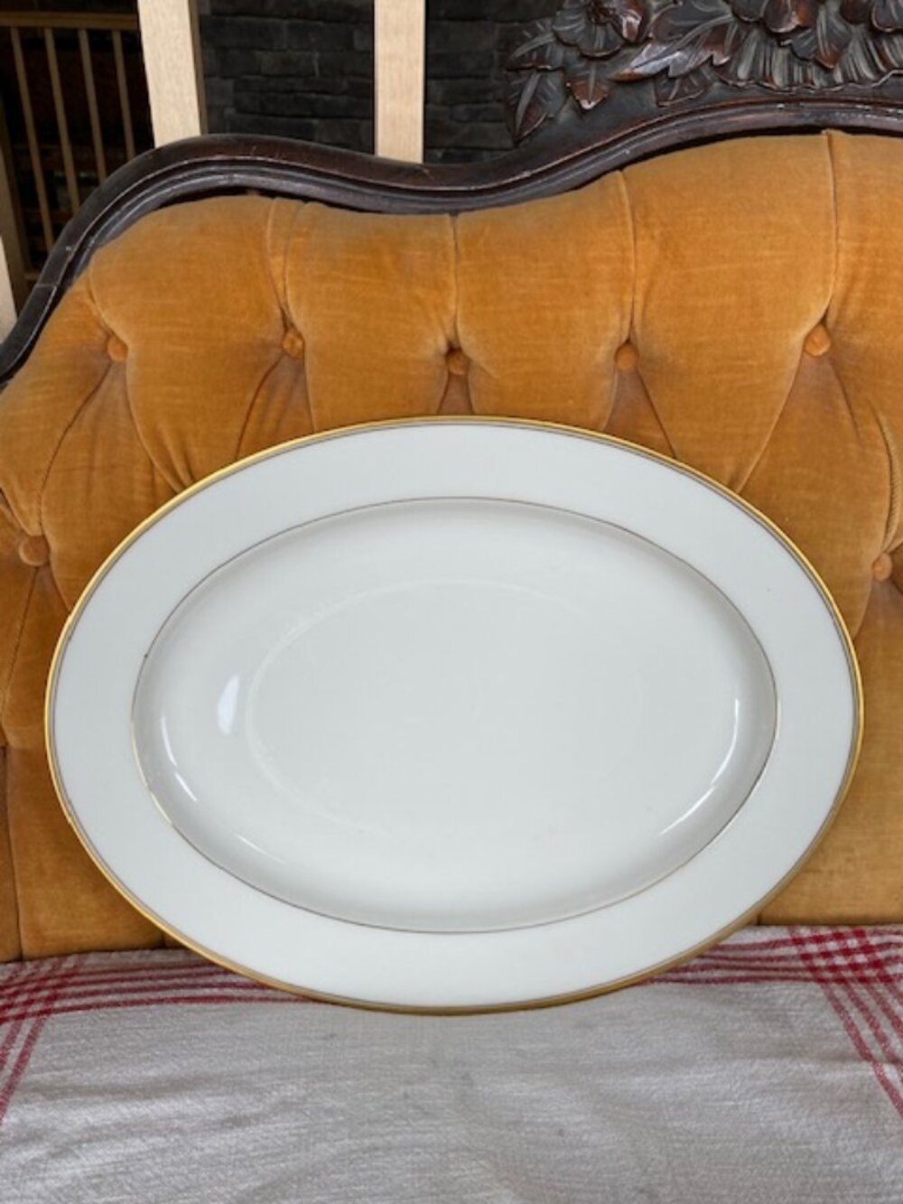 Noritake VTG Linton 7552 16" Serving Platter Excellent Delicate Gold Lines Japan